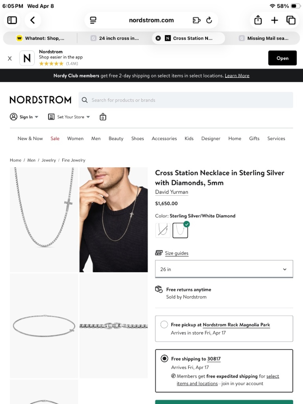 Cross Station David Yurman Cross Diamond neclace